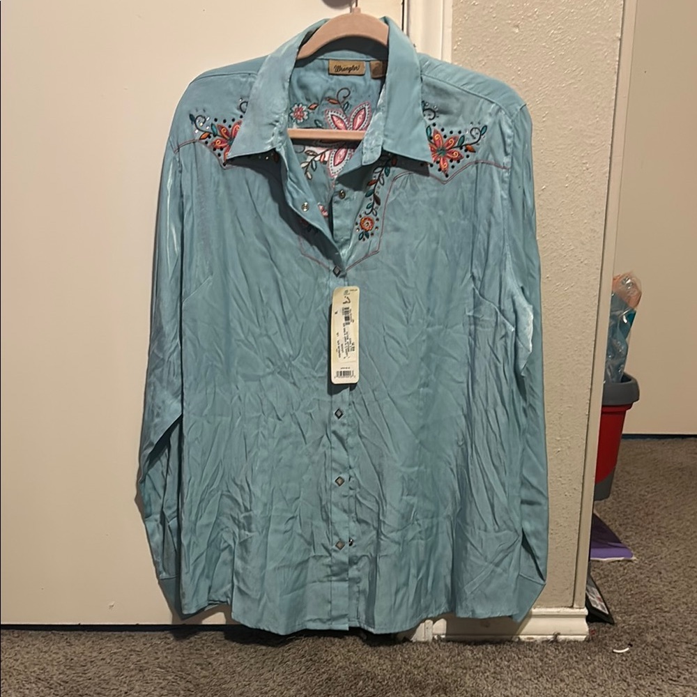 Wrangler Blue Casual Button Down Shirt